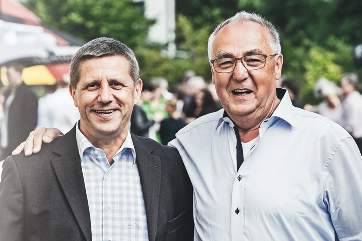 Portraitbild von Lutz Kupper und Helmut Steinbrecher, der Gründer der Audia Akustik GmbH.